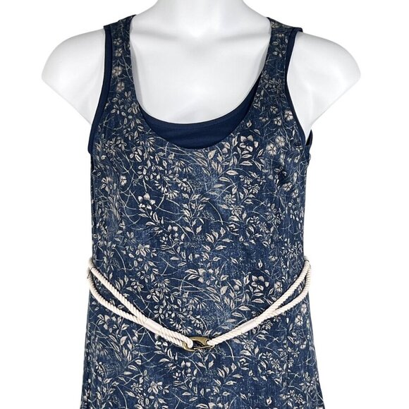 LRL Lauren Jeans Co Womens M Foliage Leaf Tank Dress Rope Belt Handkerchief Hem - Picture 6 of 16